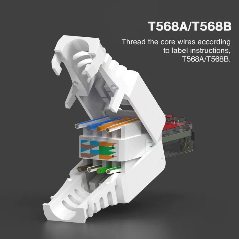 ZoeRax, 2 uds., conector RJ45 CAT6 gratis, enchufes de terminación Ethernet, Cable de 23AWG a 26AWG, instalación de enchufe de Internet sin herramientas