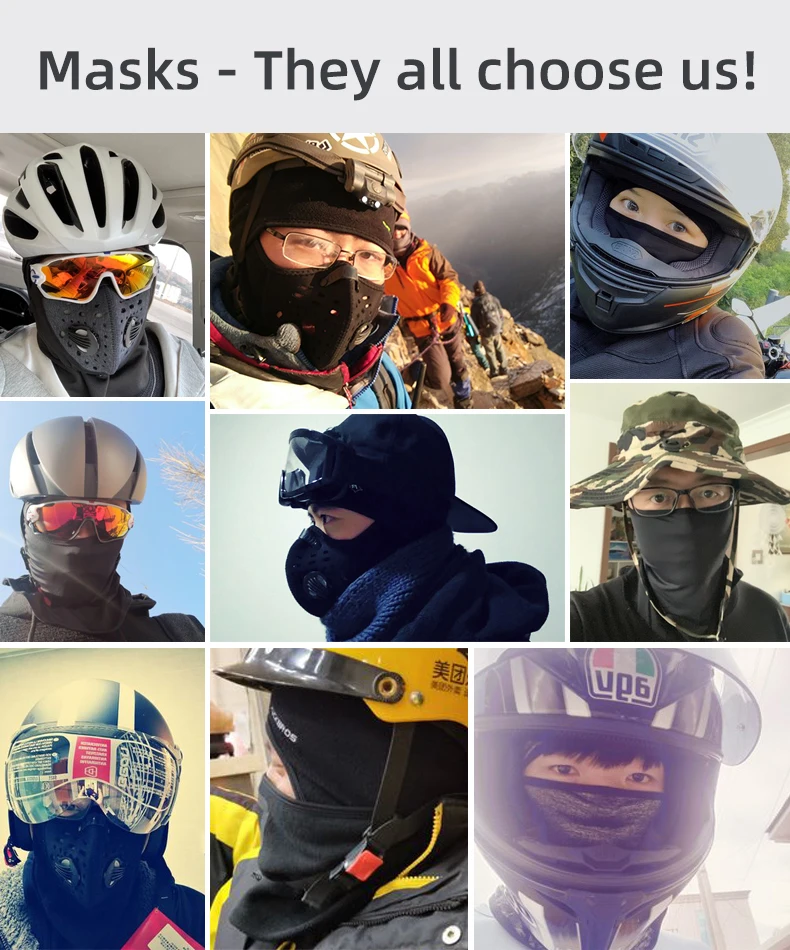 ROCKBROS Full Face Mask ผ้าพันคอฤดูหนาวที่อบอุ่น Balaclava หมวกกันน็อกตกปลาเล่นสกีเดินป่าจักรยานหน้ากาก Windproof Breathable หมวก