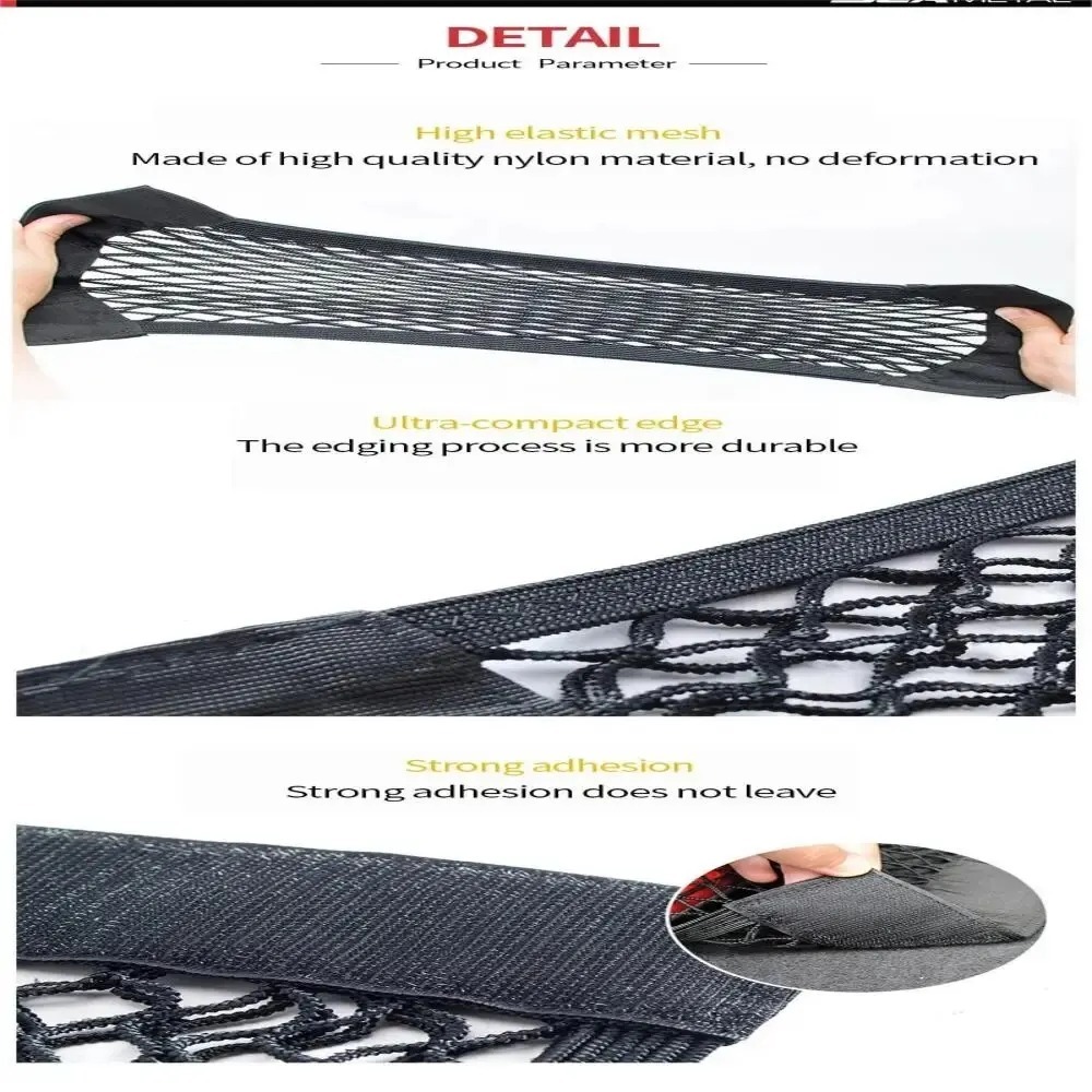 Car Storage Net Stretchable Mesh Pocket Net Magic Elastic Sticker Universal Rear Mesh Trunk Seat Bag Pocket Cage Auto Organizer