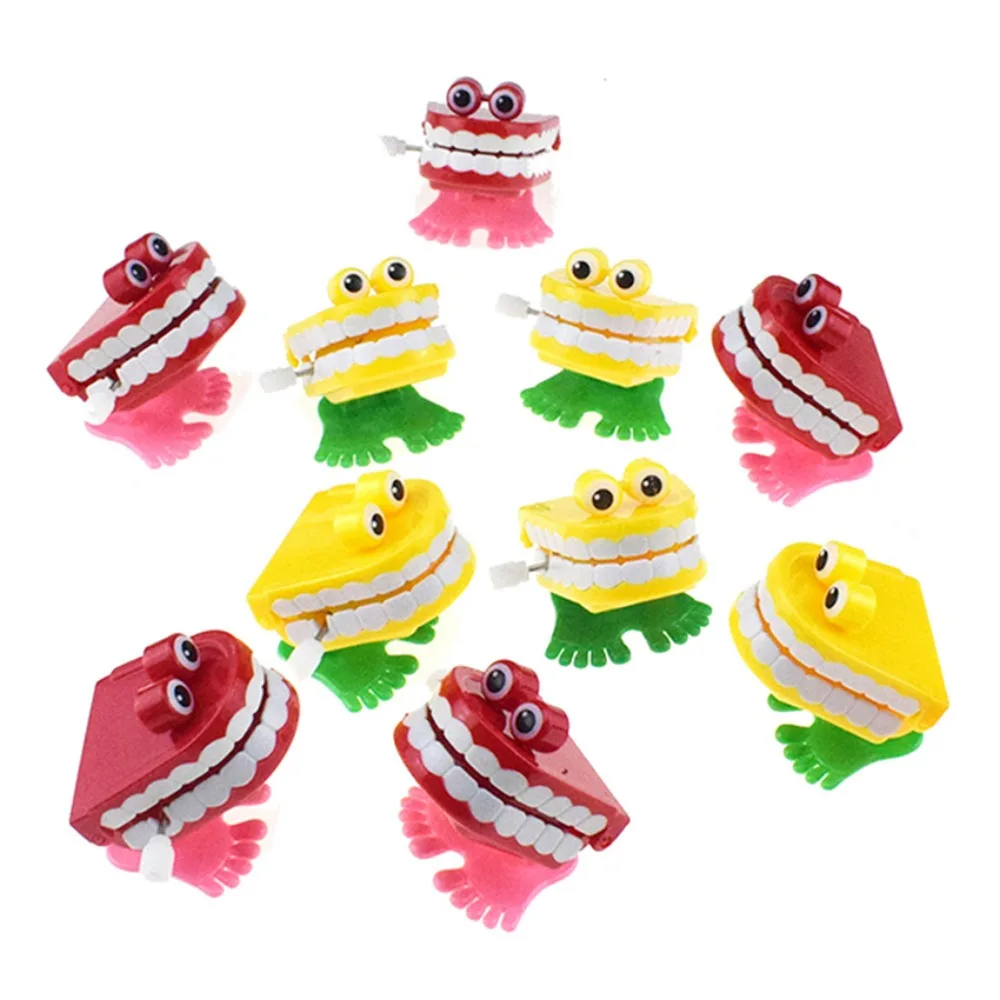 Teeth Shape Clockwork Toy com Corrente para Crianças, String Up, Jumping, Walking Mouth Toys, Pequeno, Dia das Bruxas, Presentes de Natal, Novidade, 1pc