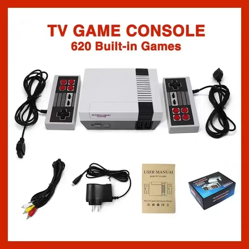 Miniconsola con 620 juegos clásicos, consola de juegos retro para toda la familia, salida AV para la TV, dos mandos