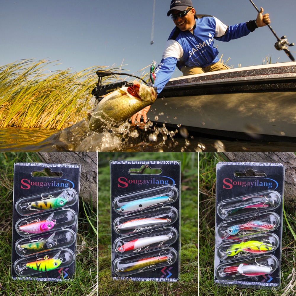 Sougayilang 4 Teile/karte Angeln Locken Malerei Topwater Wobbler Crankbait Bleistift Künstliche Harten Köder Angelgerät De Pesca