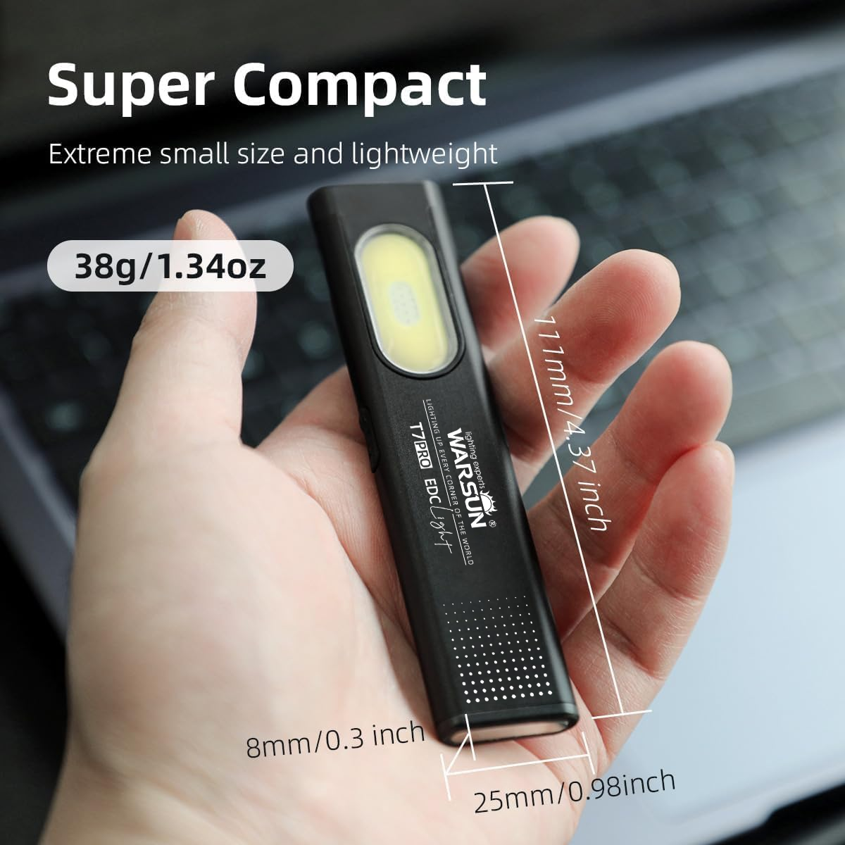 Warsun LED Keychain Flashlight USB-C Rechargeable 600Lm Portable Mini Torch Light Pocket Lantern Flood Work Light With Magnet