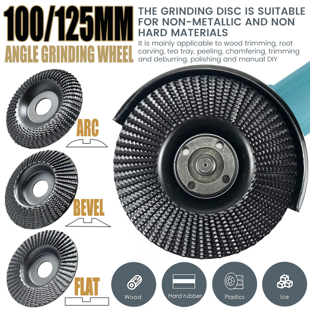 3 Pcs Black Wood Carving Disc Set For 4" Or 4 1/2" Angle Grinder Wood Shaping Wheel Grinding Shaping Disc For Wood Cutting