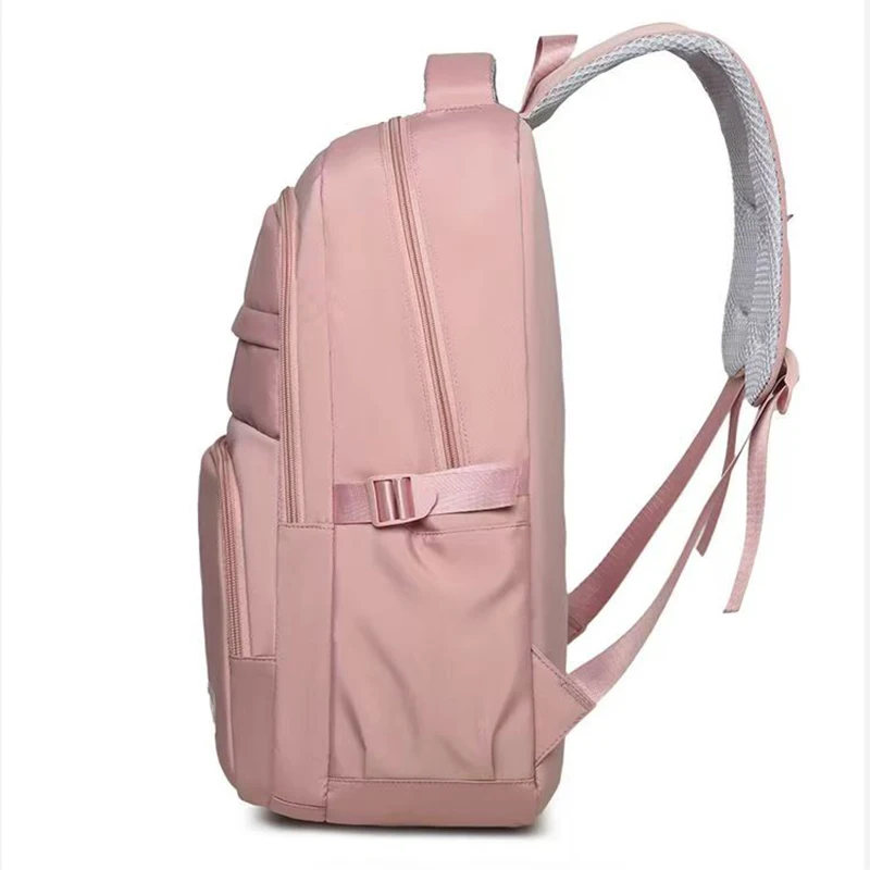 Mochilas de doble hombro para hombre y mujer de color liso con múltiples compartimentos, adecuadas para estudiantes.