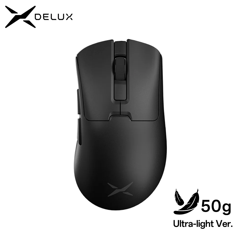 Delux M900PRO versión ultraligera ratón inalámbrico para juegos ergonómico 1K/8K tasa de orolling 50g PAW3395 para Gamer de PC de mano grande derecha