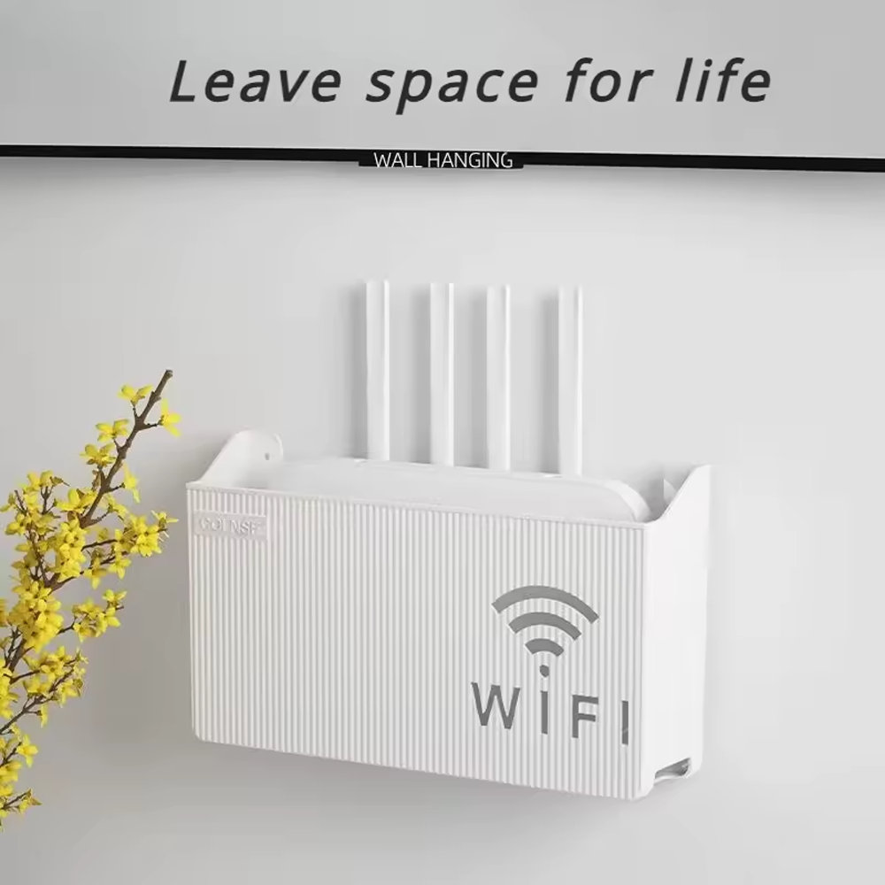 1PC Wall Mounted Wireless Wifi Router Shelf ABS Storage Box Router Rack Cable Power Bracket Organizer Box for Living Room