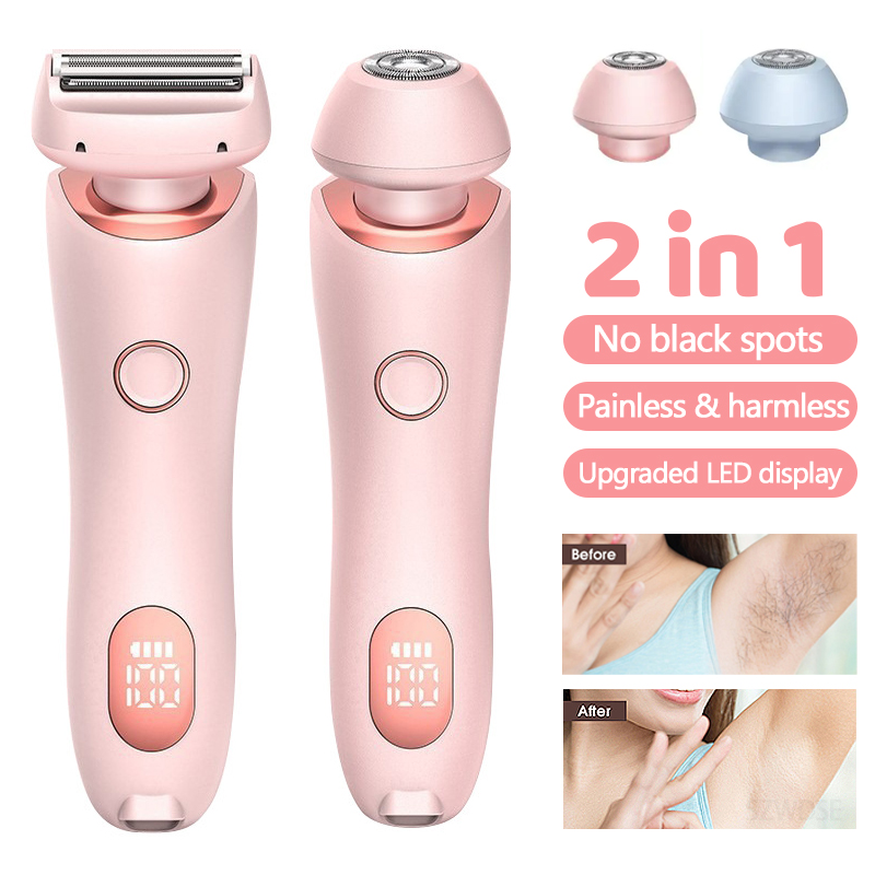 NIEUWE Vrouwen Elektrische Scheerapparaten 2 in 1 Pijnloos Met Scherm Bikini Trimmer Gezicht Scheerapparaten Ontharing voor Oksels Benen