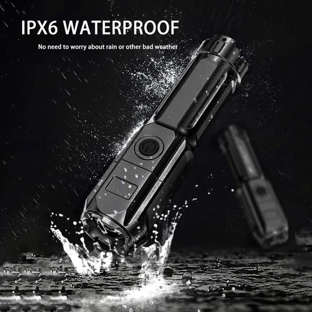 Mini linterna de enfoque con zoom recargable por USB, linterna portátil para exteriores, Camping, pesca, caza, potente linterna LED