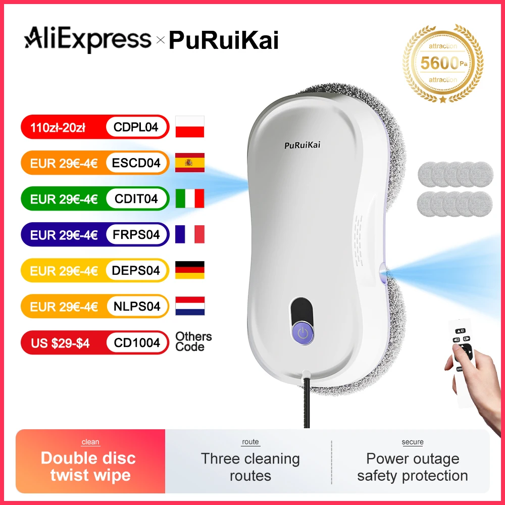 PuPuiKai Home windows pulizia automatica a spruzzo d'acqua robot aspirapolvere telecomando tergicristallo elettrico vetro