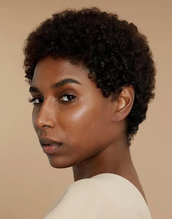 Peluca rizada Afro de corte corto, cabello humano, Color Natural, sin encaje