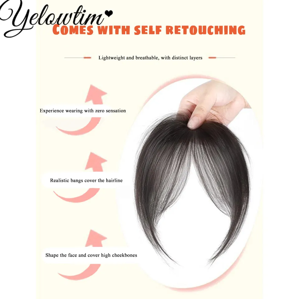 Flequillo de aire falso sintético para mujer, flequillo Natural para la frente, peluca con flequillo de pelo, Clip Invisible corto, extensiones de cabello