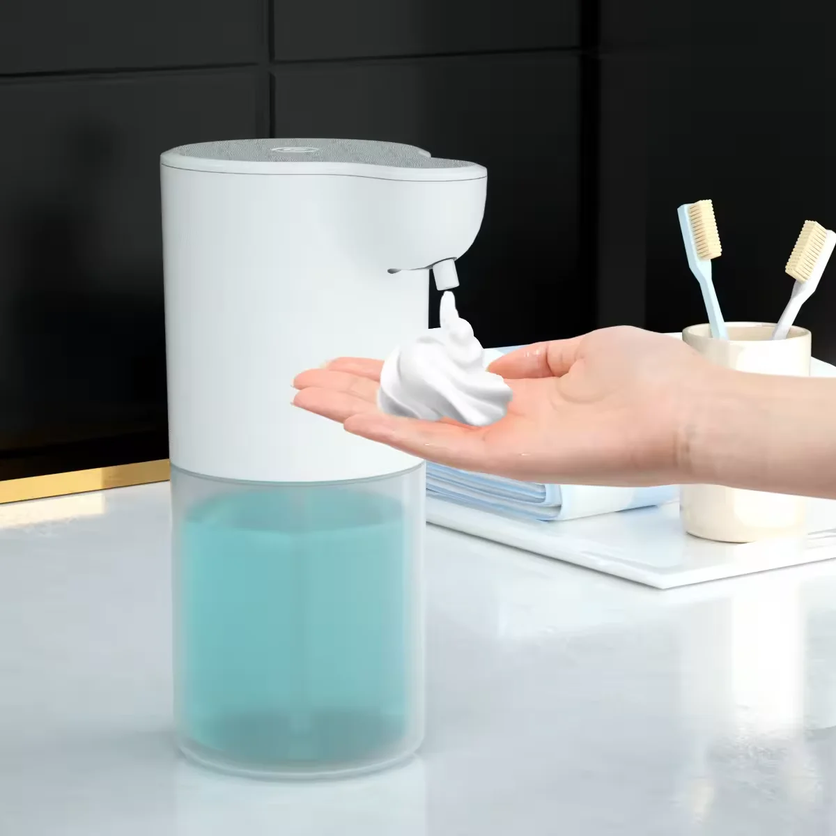 자동 비누 디스펜서 비누 폼 디스펜서 스마트 센서 비누 디스펜서 비접촉식 USB 충전 350ml 손 소독제 기계