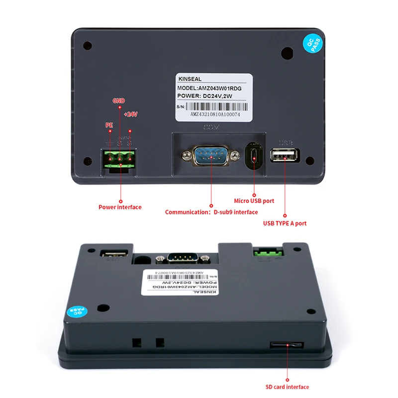 OSM 4.3" TFT LCD Touch Screen Modbus RS485 or 232 or 422 Communication DC10--30V HMI for Industrial Control PLC Programmable