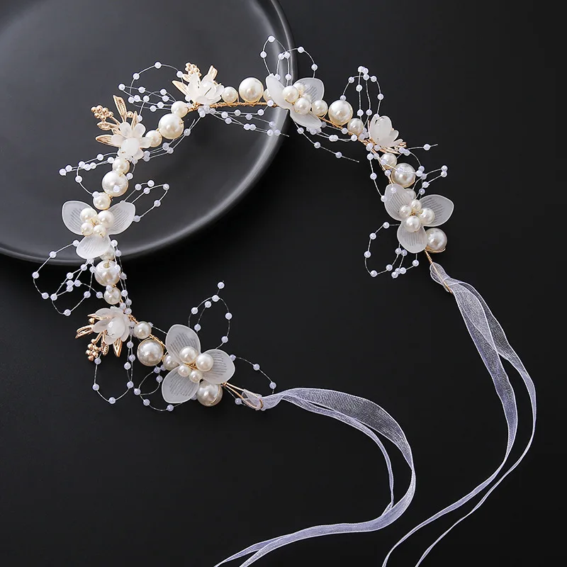 Fascia per capelli da sposa, fascia per fiori di perle, ghirlanda di fiori per bambini, super fata, accessorio per capelli da principessa, fascia per capelli