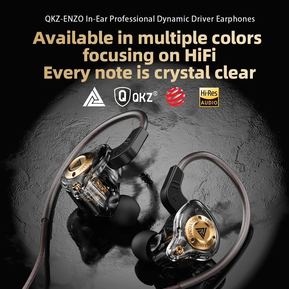 Novos auscultadores QKZ 15D com som surround dinâmico e graves, com microfone, 3,5 mm AUX, intra-auricular, monitor, auscultadores desportivos com cancelamento de ruído HIFI para Samsung/iPhone