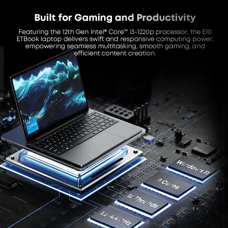 Acer Gadget e10 ETBook Gaming Laptop Intel Laptop Core i3-1220P 16GB RAM 512GB SSD Computer 14" 2K IPS WiFi6 Windows 11 laptops