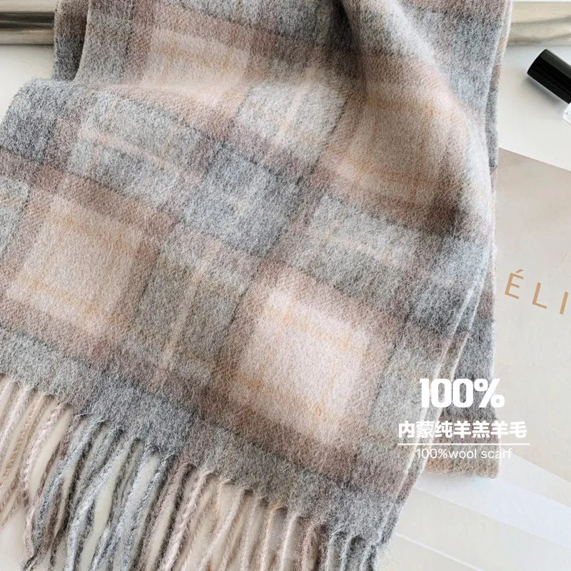 2025 bufandas a cuadros escoceses rojas de lana 100% altamente seleccionadas, bufanda cálida de invierno para hombres, bufandas cómodas de pata de gallo para invierno para hombre