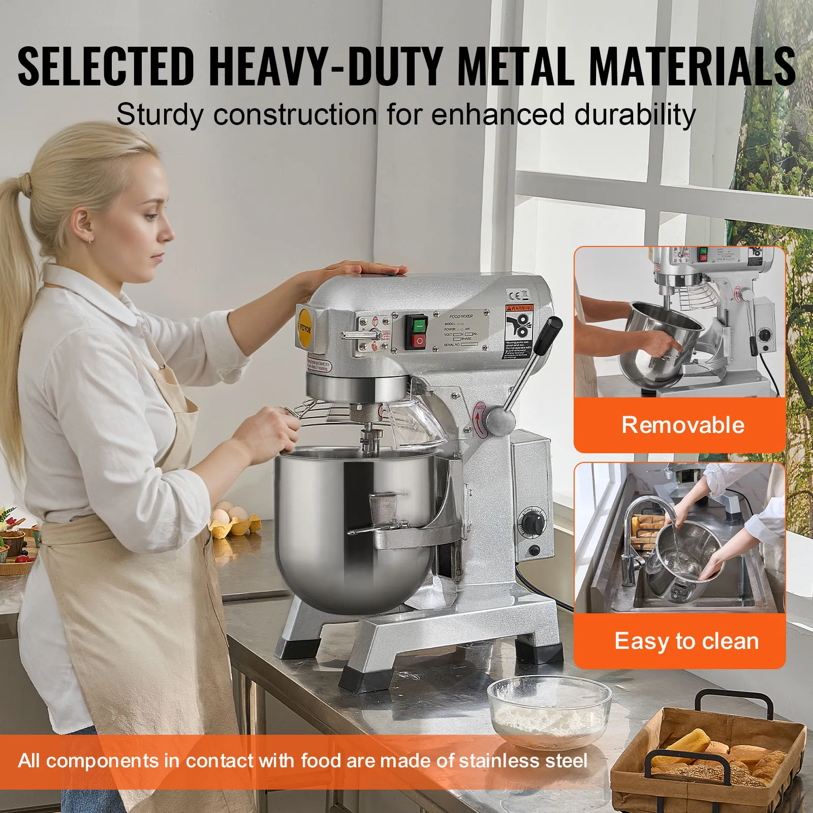 SucceBuy 10L/14L/28.5L/18.7L Commercial Food Mixer Commercial Stand Mixer with 3 Adjustable Speeds 550W 1100W Dough Mixer