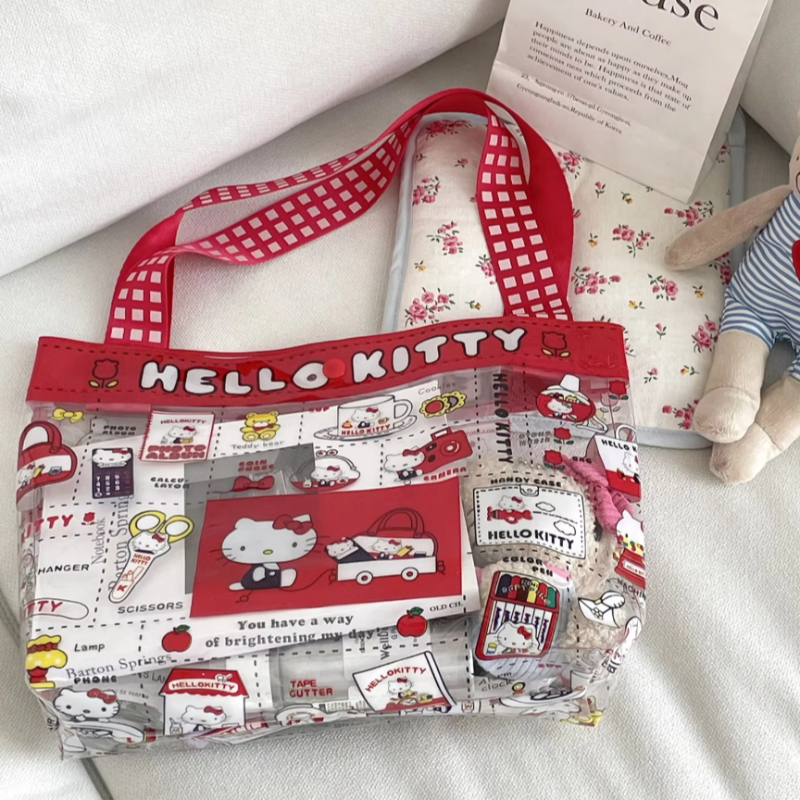 Meisje Kat PVC Handtas Schattig Schattig Helder Waterdicht Grote Capaciteit Zwemtas