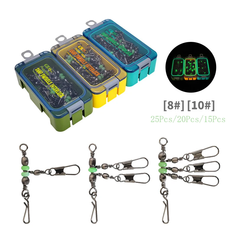 8 #   10 #   Luyamu – groupe de pêche aux crevettes, roulement à billes lumineux, roulement et rotatif, anneau solide, jeu de broches, connecteur de pêche