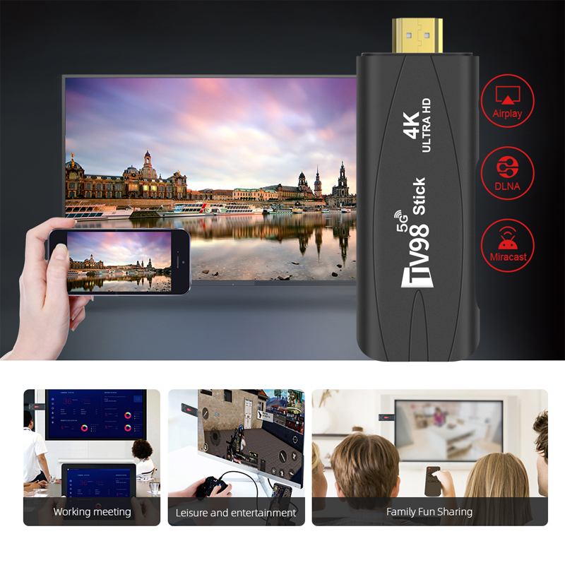 TV98 TV Stick Android 12.1 4K HD 2GB 16GB TV Stick 4G 5G Dual Wifi Smart TV Stick Lettore multimediale Ricevitore TV Andriod TV Stick
