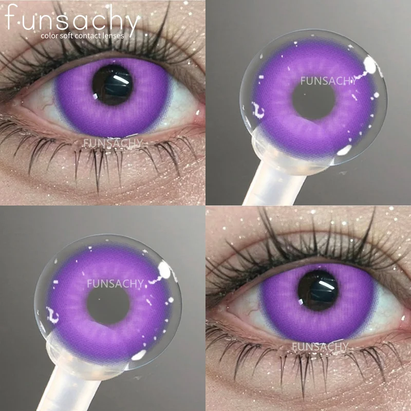 FUNSACHY 1 คู่ที่มีสีสันคอสเพลย์คอนแทคเลนส์สําหรับตาสีแฟชั่นสีชมพูคอนแทคเลนส์สีเขียวเครื่องสําอางค์นักเรียนรายปีเลนส์สีแดง