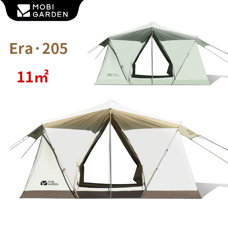 Mobi Garden Camping Era205 Хлопковая палатка Glamping Широкое пространство Двойная тканевая мембрана Водонепроницаемая автомобильная солнцезащитная трехместная