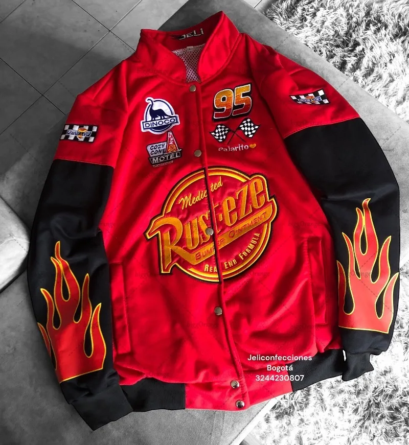 Bordado de letras da nova moda americana emendado vermelho grande ​ ​ Jaqueta masculina Harajuku Y2K casual botão solto uniforme de beisebol