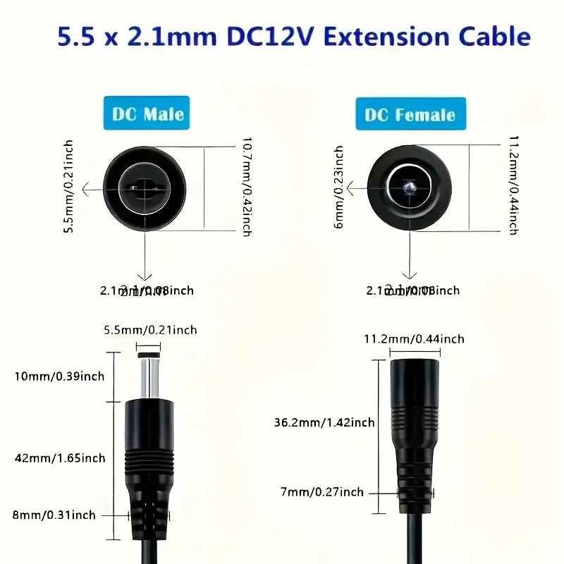 12V DC Netsnoer Verlengkabel 5.5mm * 2.1mm Man-vrouw DC Connector CCTV Camera Power kabel 3M/5M/10M/15M/20M/30M/50M