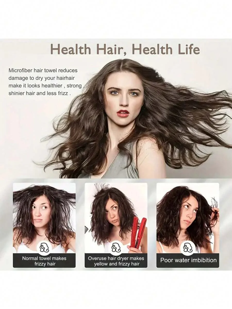 Toalha de cabelo de cor sólida Touca de cabelo seca texturizada 9,8 "X 25,5" envoltório de toalha de cabelo absorvente para mulheres com botões