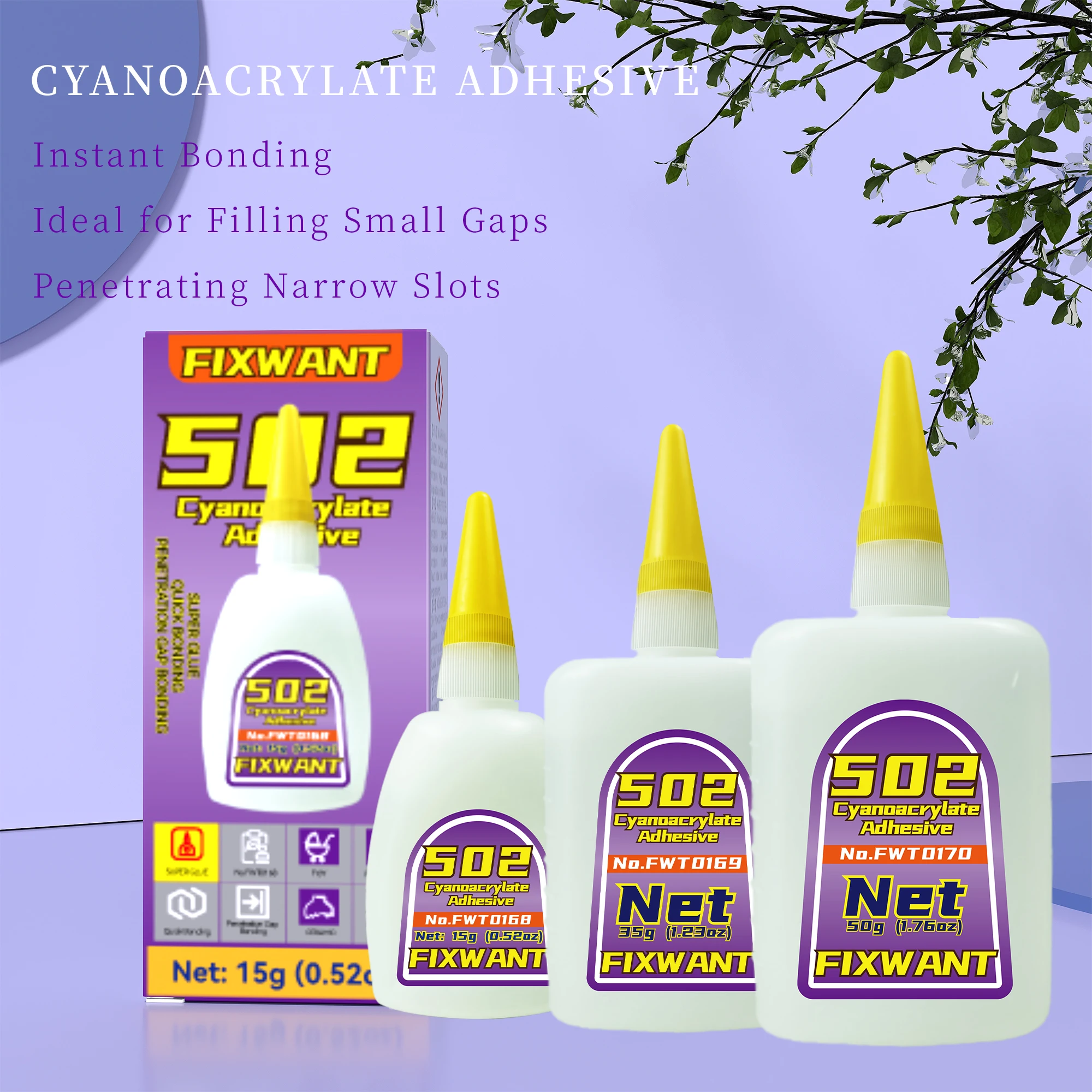 FIXWANT 502 Super Colla Ad asciugatura rapida 1-3 pezzi Adesivo cianoacrilato istantaneo Pelle Gomma Legno Metallo Colla liquida a legame forte