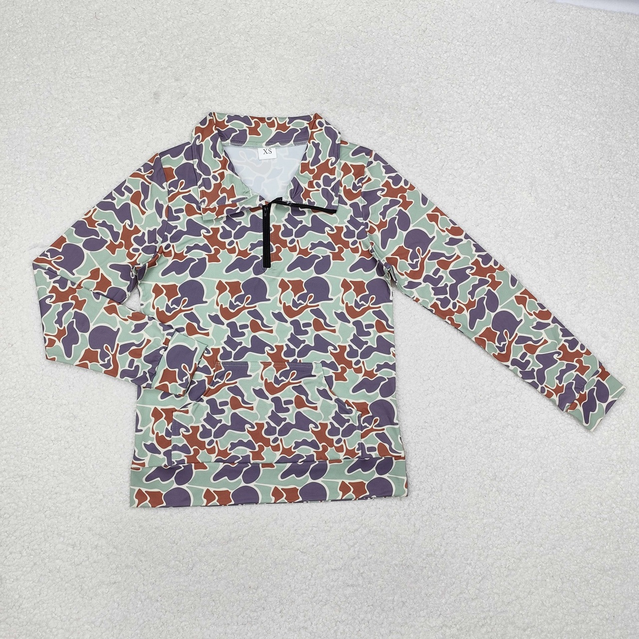 女性用長袖カモTシャツ,ジッパー付き大人用Tシャツ,女の子用ポケットセーター,卸売