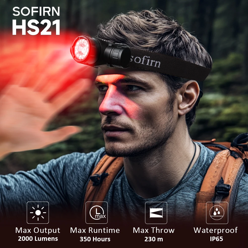 Nuevo Sofirn HS21 SFT40 2000lm EDC faro rojo 18650 USB C linterna 6000K potente con sensor infrarrojo