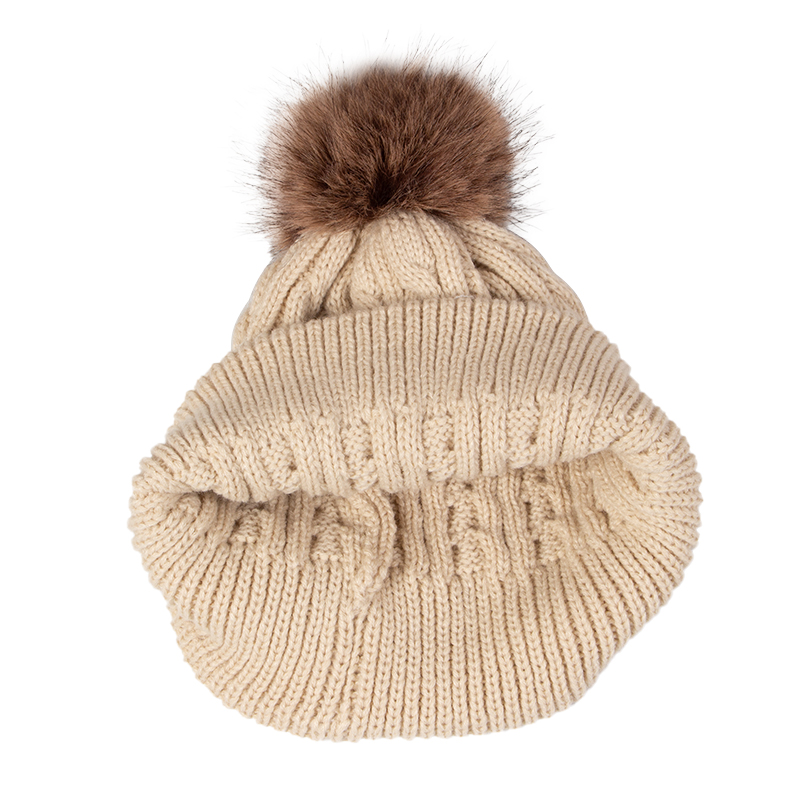 3 stks/set Vrouwen Muts Sjaal Handschoenen Nepbont Bal Tiener Meisjes Gebreide Beanie Halswarmer Pak Warme Oren Vrouw Cap set