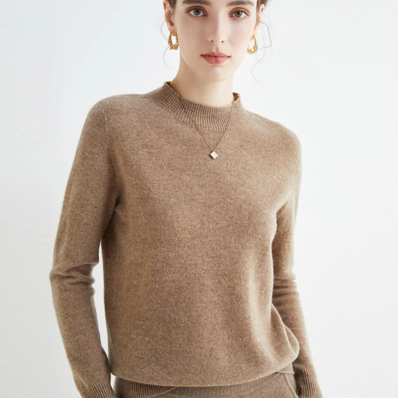 First-Line Ready-To-Wear Wollpullover Damen Loose Half Rollkragenpullover Frühling und Herbst Basic Style Simple Bottoming Top