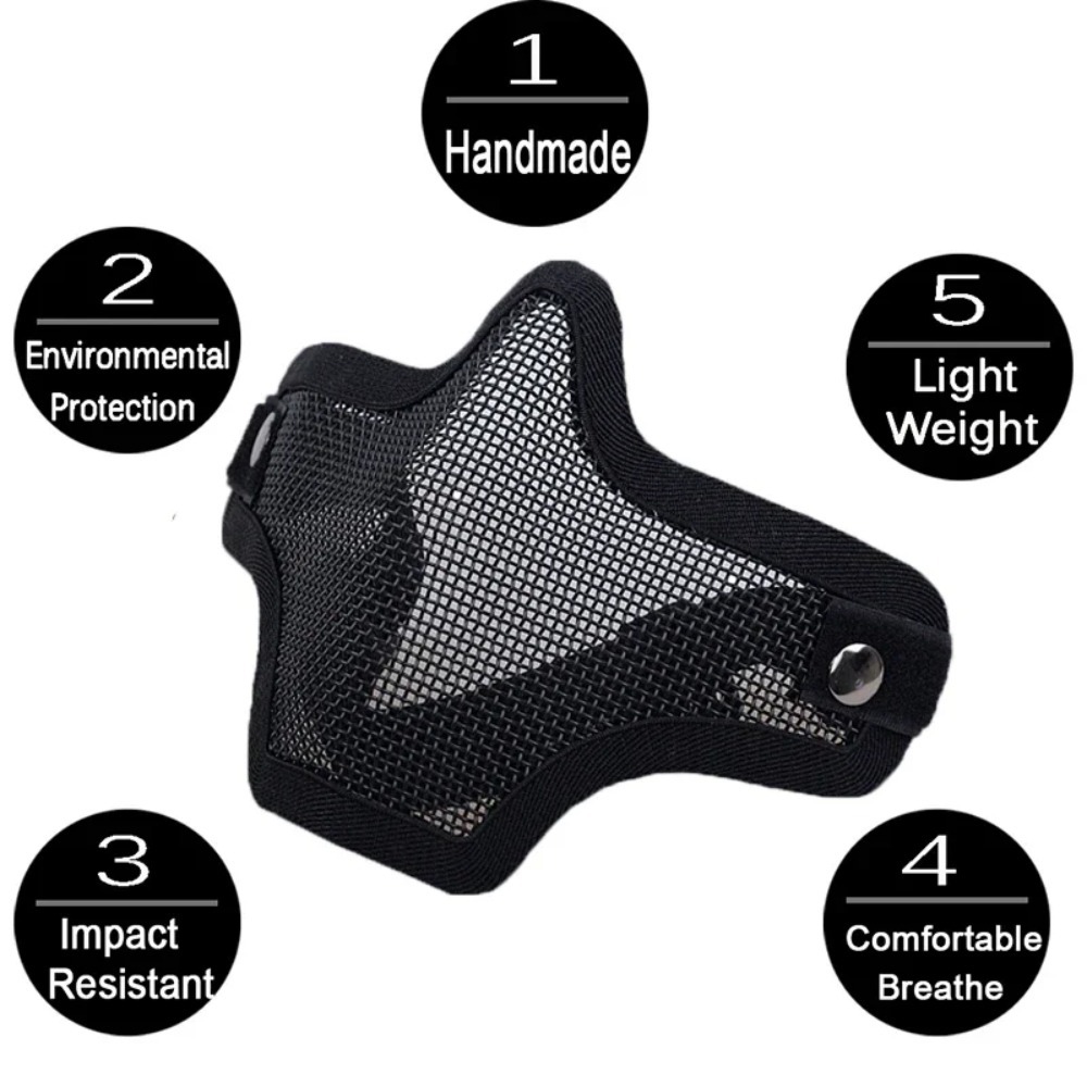 戦術マスク エアソフト アウトドアハンティング用、メタルメッシュ保護マスク、BBガン射撃アクセサリー