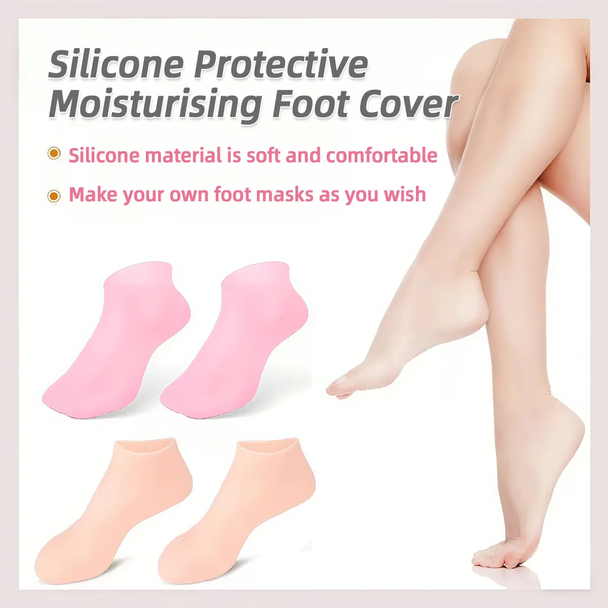 ซิลิโคน Moisturizing ถุงเท้าเท้าแห้งและ Cracked Foot Care Artifact เจลนวด Anti Crack Moisturizing Home Essential