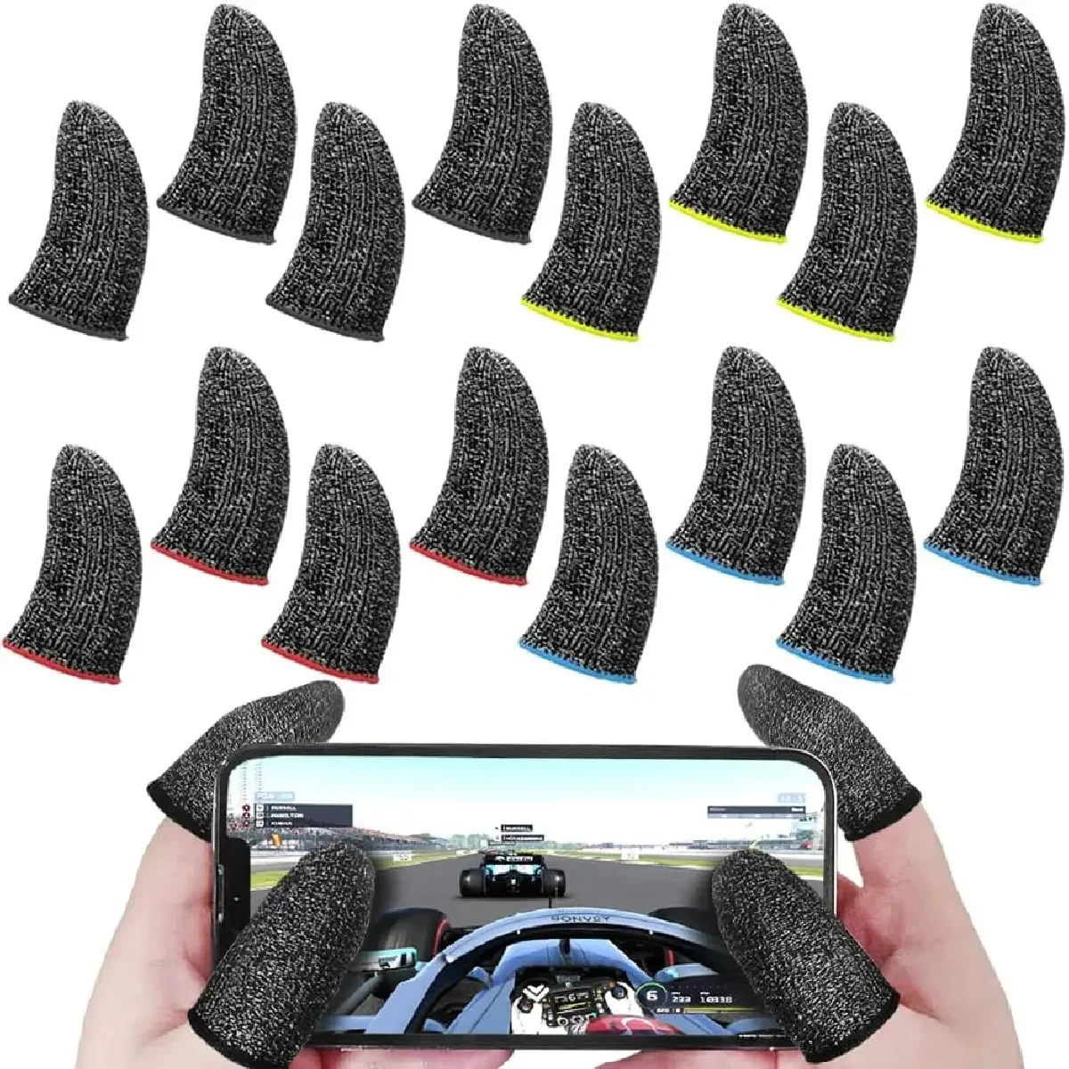 24 stuks mobiele telefoon vingermanchet Fibroid mobiele game touchscreen vezel ademend en zweetbestendig wandelspel vingermanchet