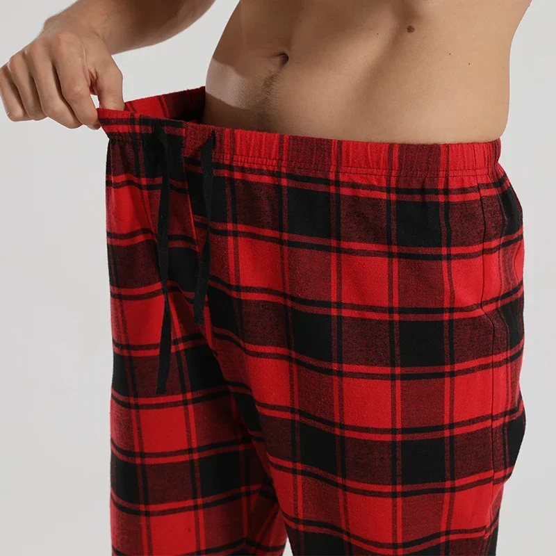 Modische, lässige, karierte, rot karierte Pyjamahose, neue Herren-Pyjama mit Karomuster, weiche und bequeme Hose mit elastischem Bund