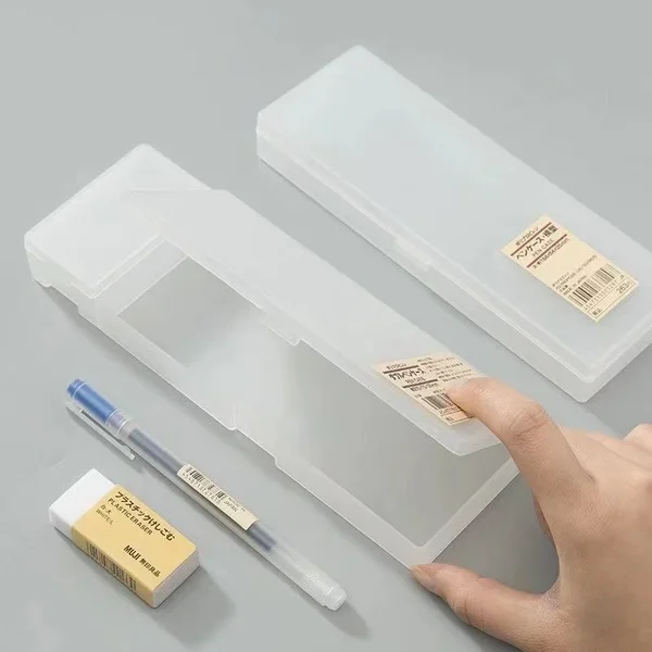 Caja de bolígrafos transparente Mujis, caja de bolígrafos de plástico para lápices escolares, caja de bolígrafos Extra grande hecha en Japón, papelería, oferta especial