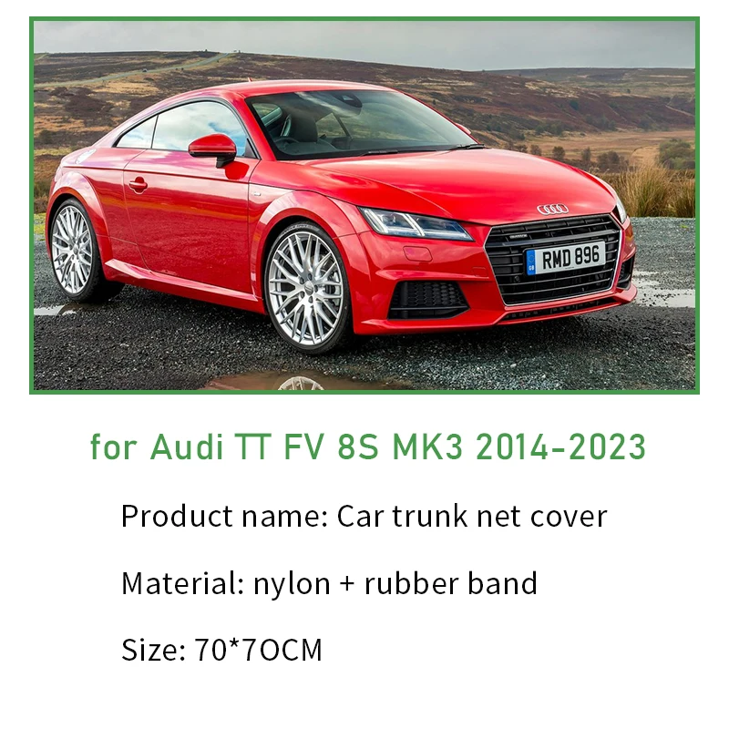 4 kait 70x70 CM jaring bagasi mobil untuk Audi TT FV 8S MK3 2014-2023 2016 jaring jala kargo nilon kuat Aksesori Mobil elastis