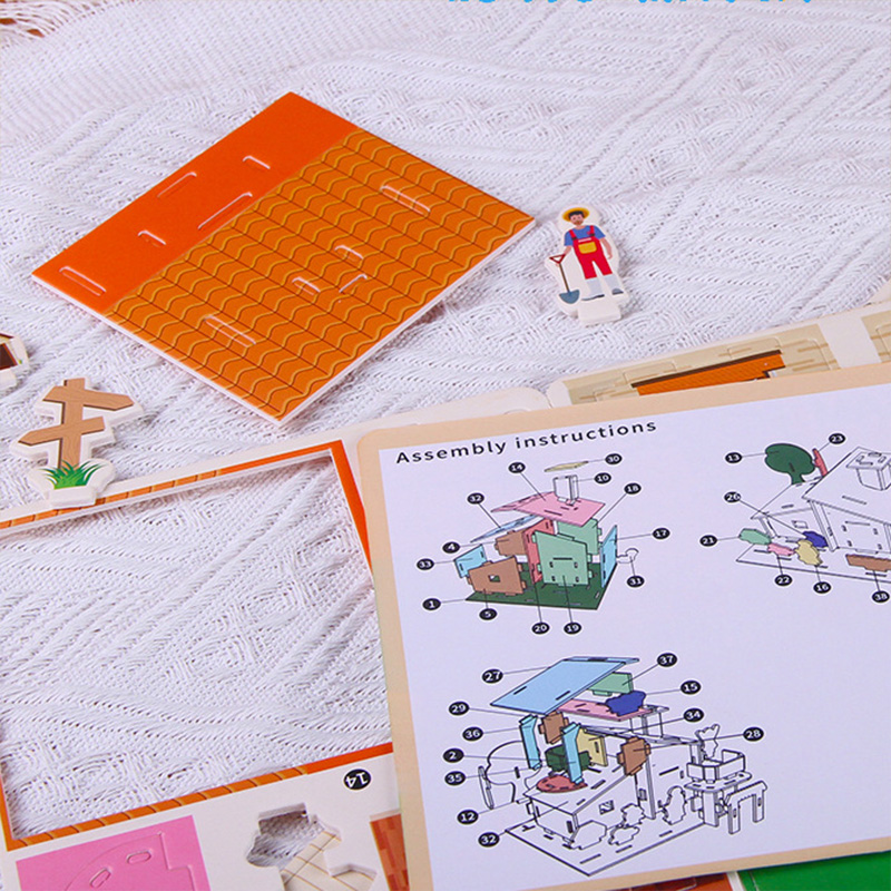 漫画三次元パズル子供の手作り DIY おもちゃ紙カードヴィラ建物モデルデスクトップ装飾