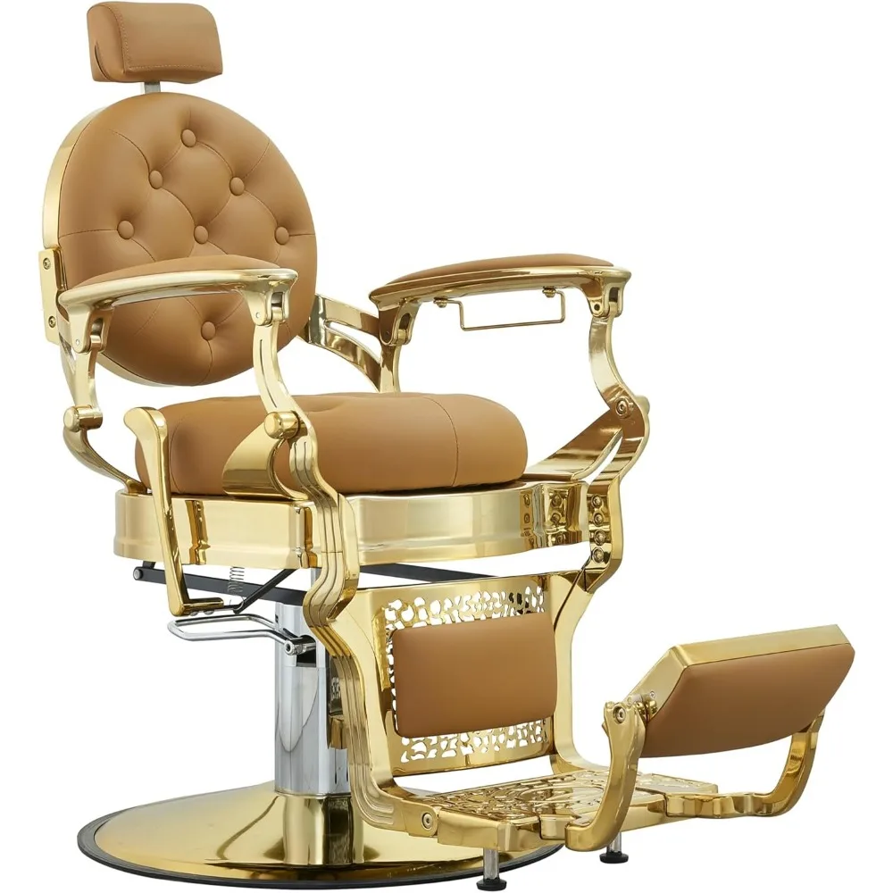 Barber Chair, Vintage Salon Design, Heavy Duty 700 Lb, Multi-Function Hydraulic, for Barbershops, Height Adjustable, Salon Chair