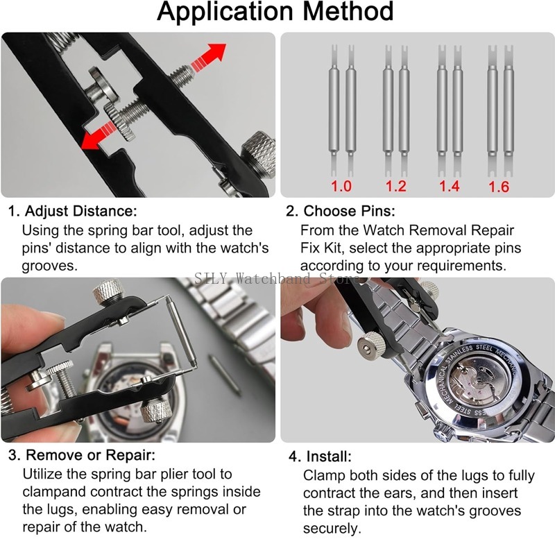 เครื่องมือถอดสายนาฬิกาอะลูมินัมอัลลอยซ่อมแซมสายรัดข้อมือคีมสปริงบาร์คีม6825 V-shaped adjuster 10 Pins