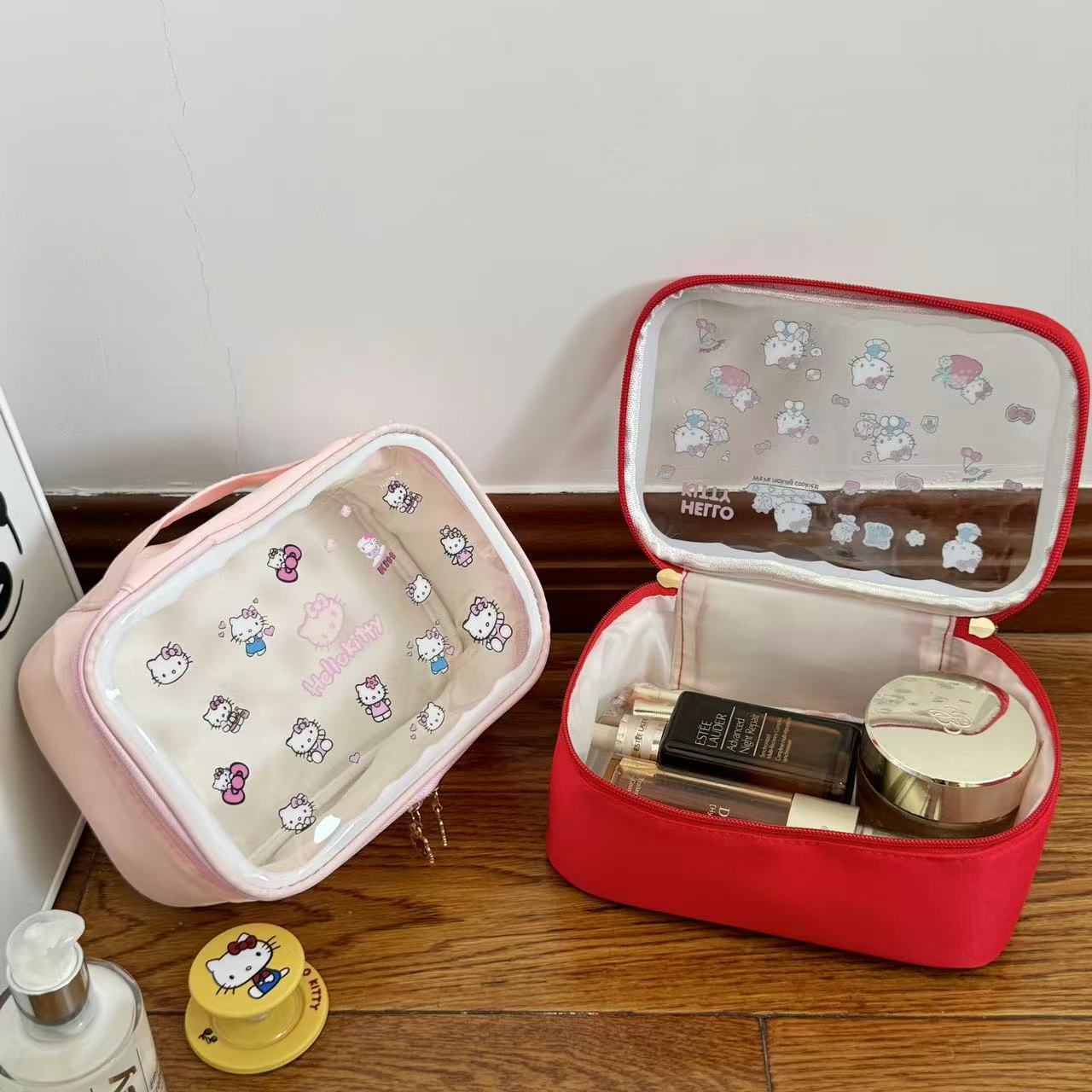 Cute Cat Makeup Bag Large Capacity Travel Toiletry Pouch Cosmetic Organizer Carry Case