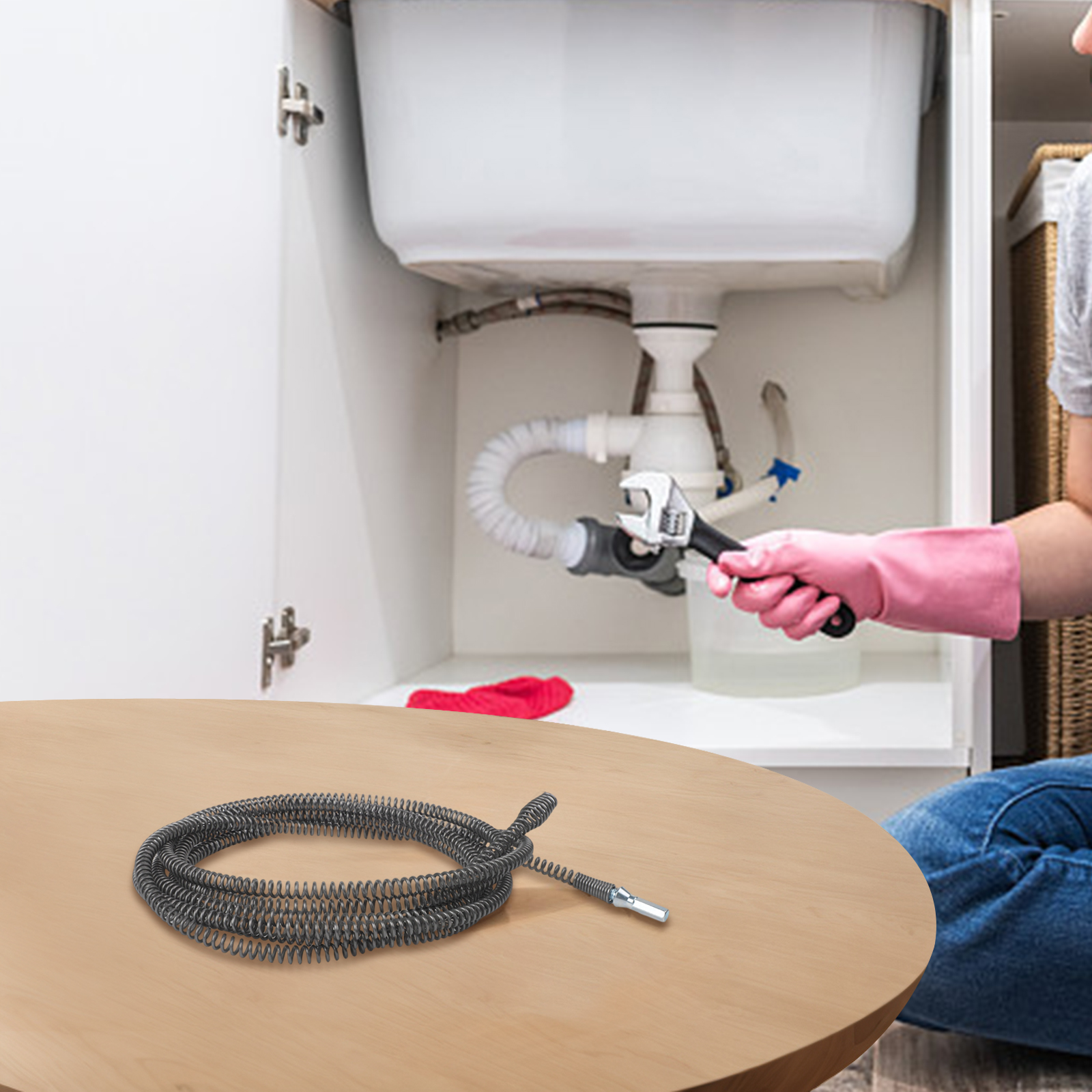 Pipeline Dredging Tool 3/2/1M Spring Electric Drill Connector 16mm Drain Cleaner Home DIY Tools For Pipe Blockage Issues