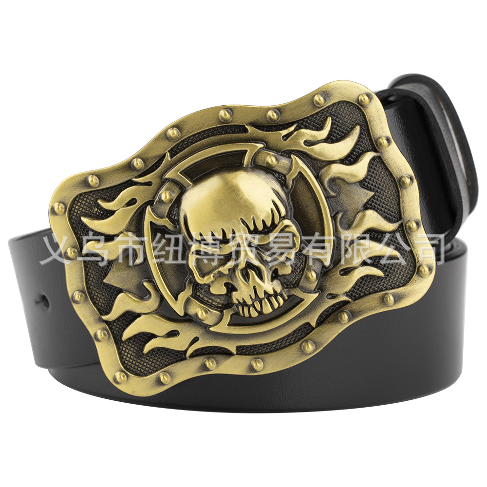 Hell Ghost Skull เข็มขัดหัวเข็มขัด Square Alloy Grim Reaper รูปแบบ Street เยาวชนรถจักรยานยนต์ Party อุปกรณ์เสริม
