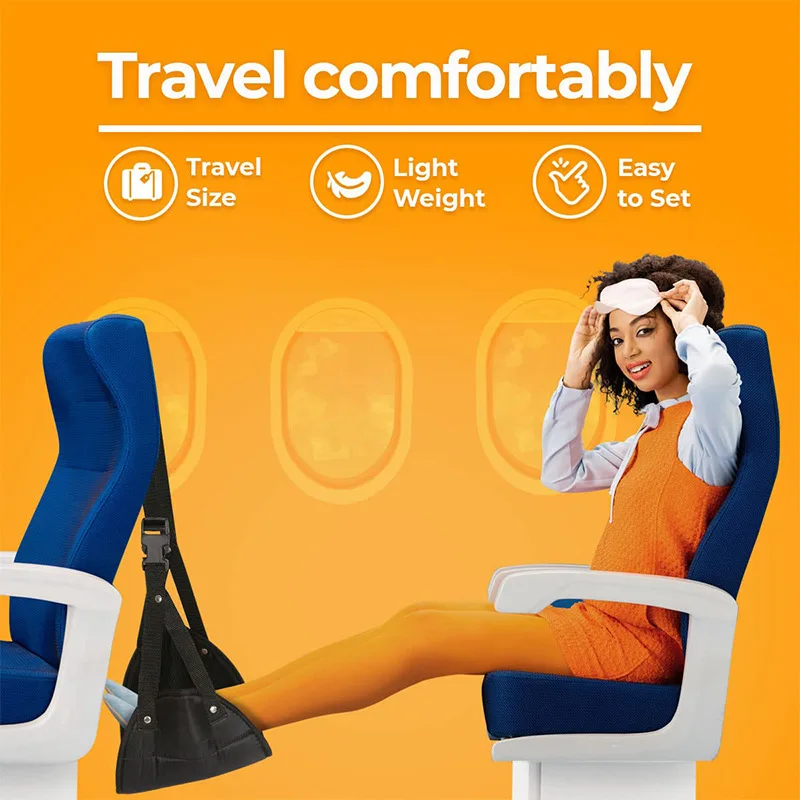 Ajustável Portátil Viagem Pé Resto, Avião Hammock, Voando, Longo Voo, Ônibus, Trem, Escritório, Casa