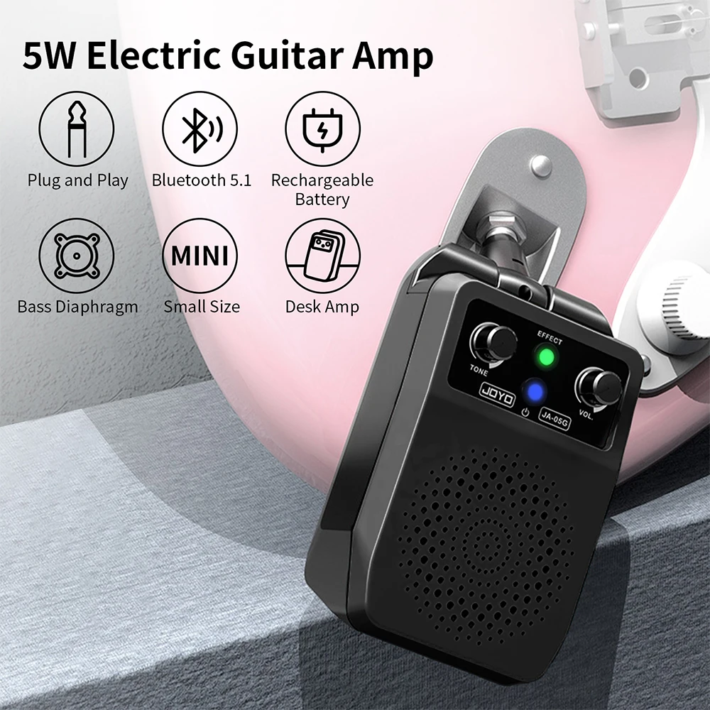 JOYO JA-05G Portable Guitar Plug Amplifier Built-in 4 Effects Plug and Play Mini Amp Speaker for Electric Guitar Practice